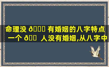 命理没 🐒 有婚姻的八字特点「一个 🐠 人没有婚姻,从八字中能看出来吗」